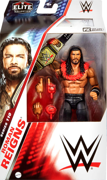 Mattel WWE Elite Action Figure & Accessories, Series #110 Roman Reigns 6-inch Collectible with 25 Articulation Points & Swappable Hands