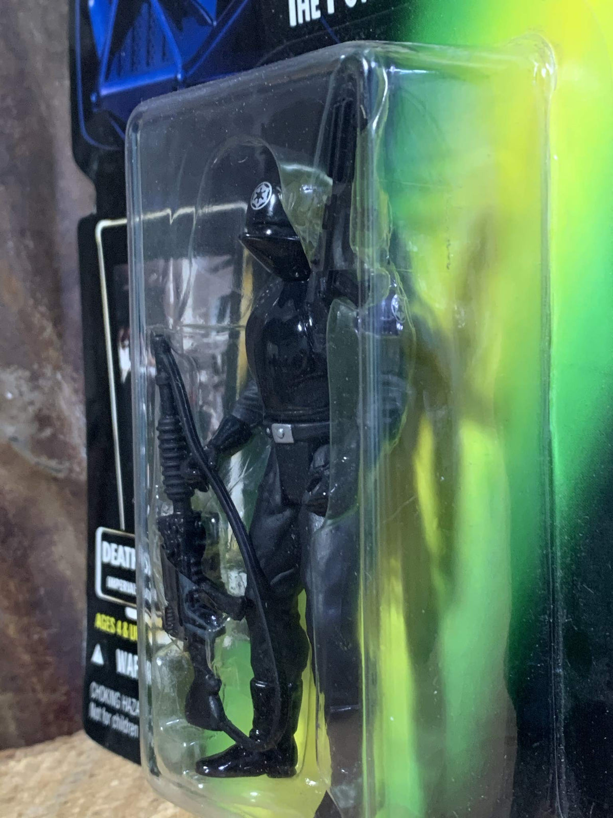 Star Wars The Power of the Force Death Star Gunner with Imperial Blaster and Assault Rifle (Green Holo Card)