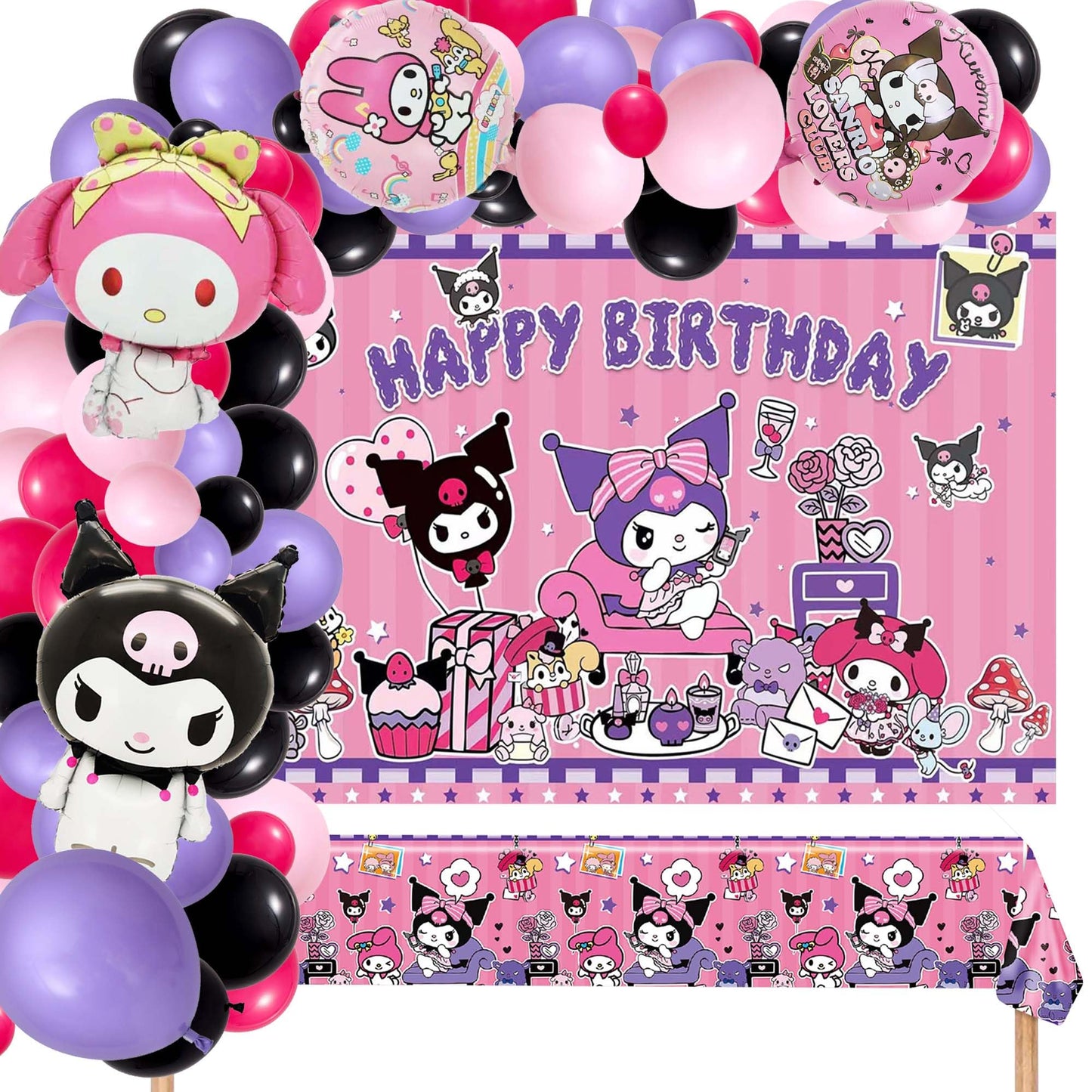 Purple Birthday Party Supplies, Kawaii Party Decorations