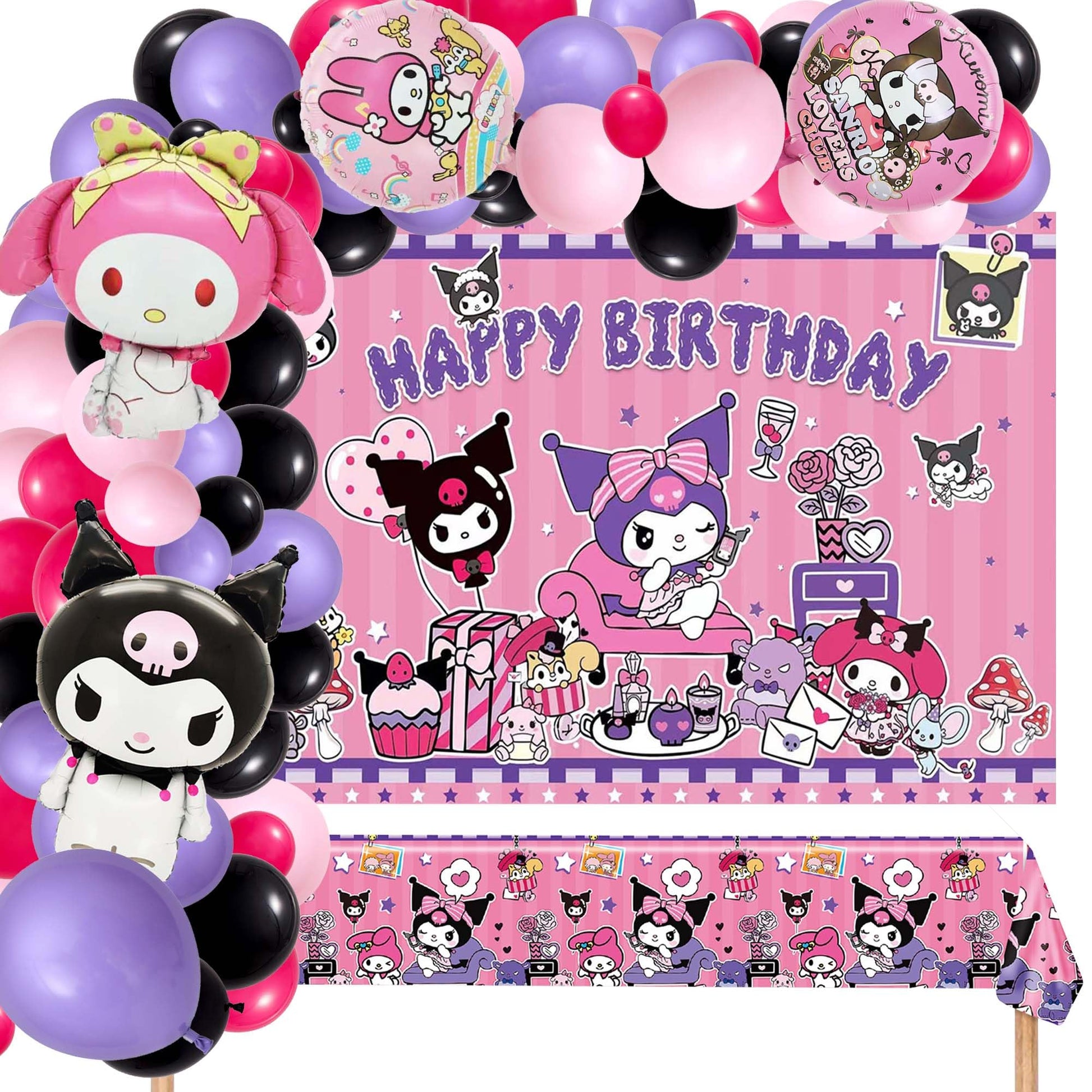 Purple Birthday Party Supplies, Kawaii Party Decorations