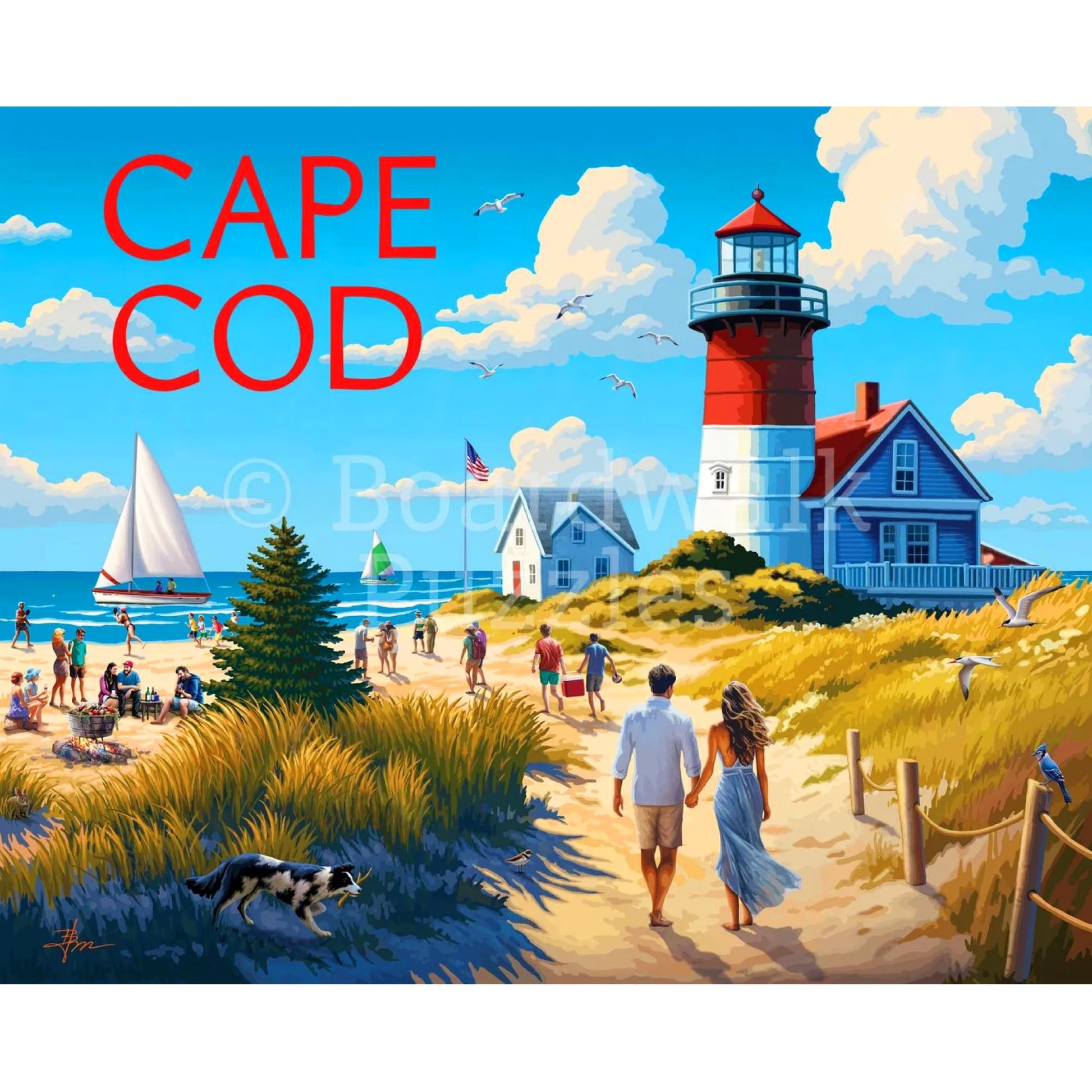 Boardwalk Cape Cod 210 Piece Personal Puzzle, Jigsaw Puzzles with Premium Box, Massachusetts Gifts for Adults, 6"x8"