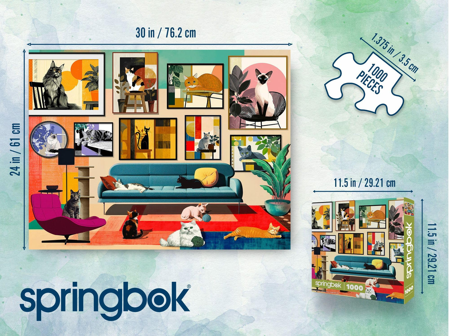 Springbok Mid-Century Cats 1000 Piece Jigsaw Puzzle for Adults