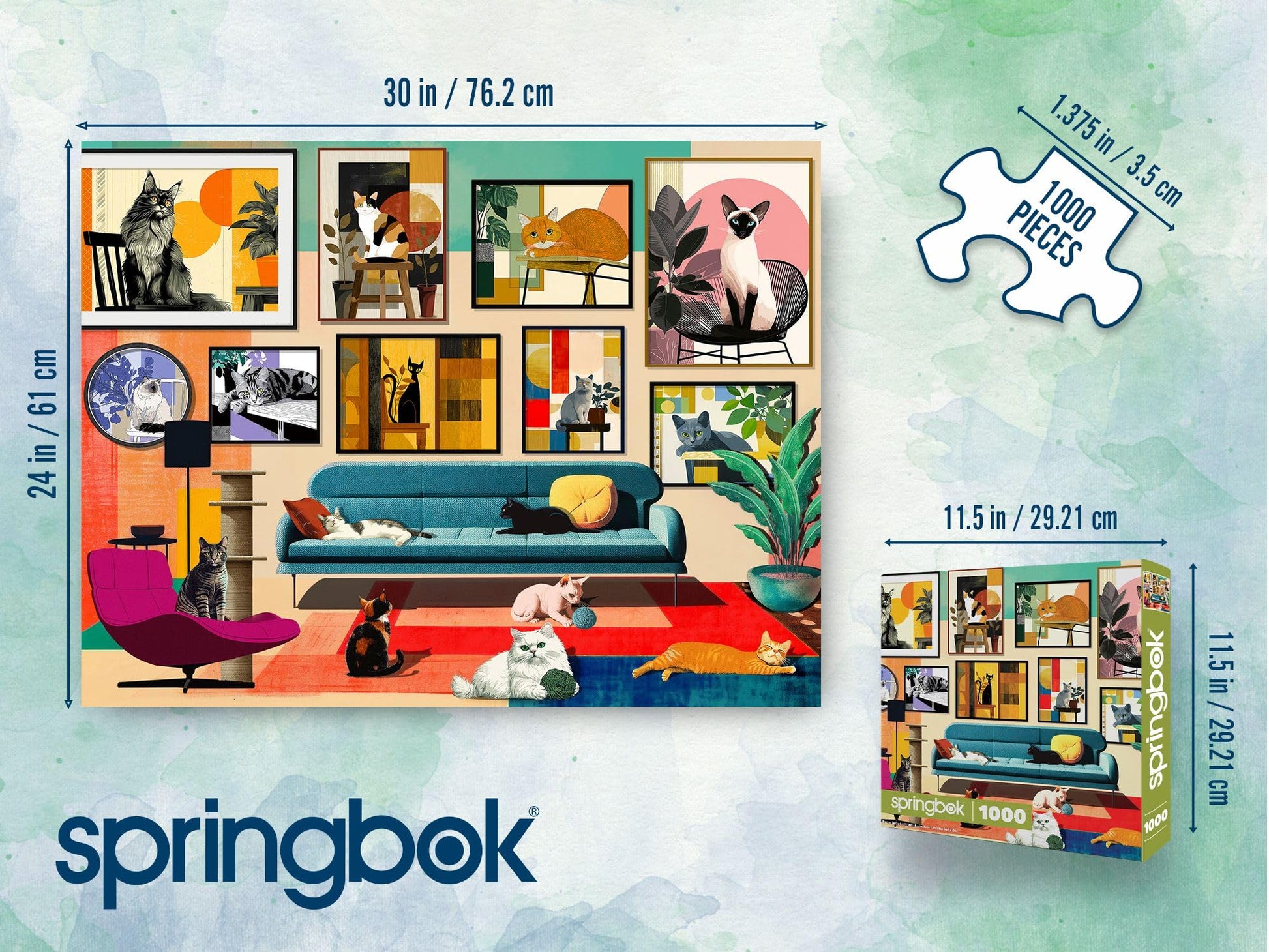 Springbok Mid-Century Cats 1000 Piece Jigsaw Puzzle for Adults