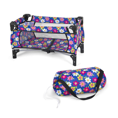 Baby Doll Crib Set, Toy Pack n Play Bassinet Blanket & Carry Bag for Baby Doll Playpen Fits up to 20" Doll | Allows for Easy Compact Folding