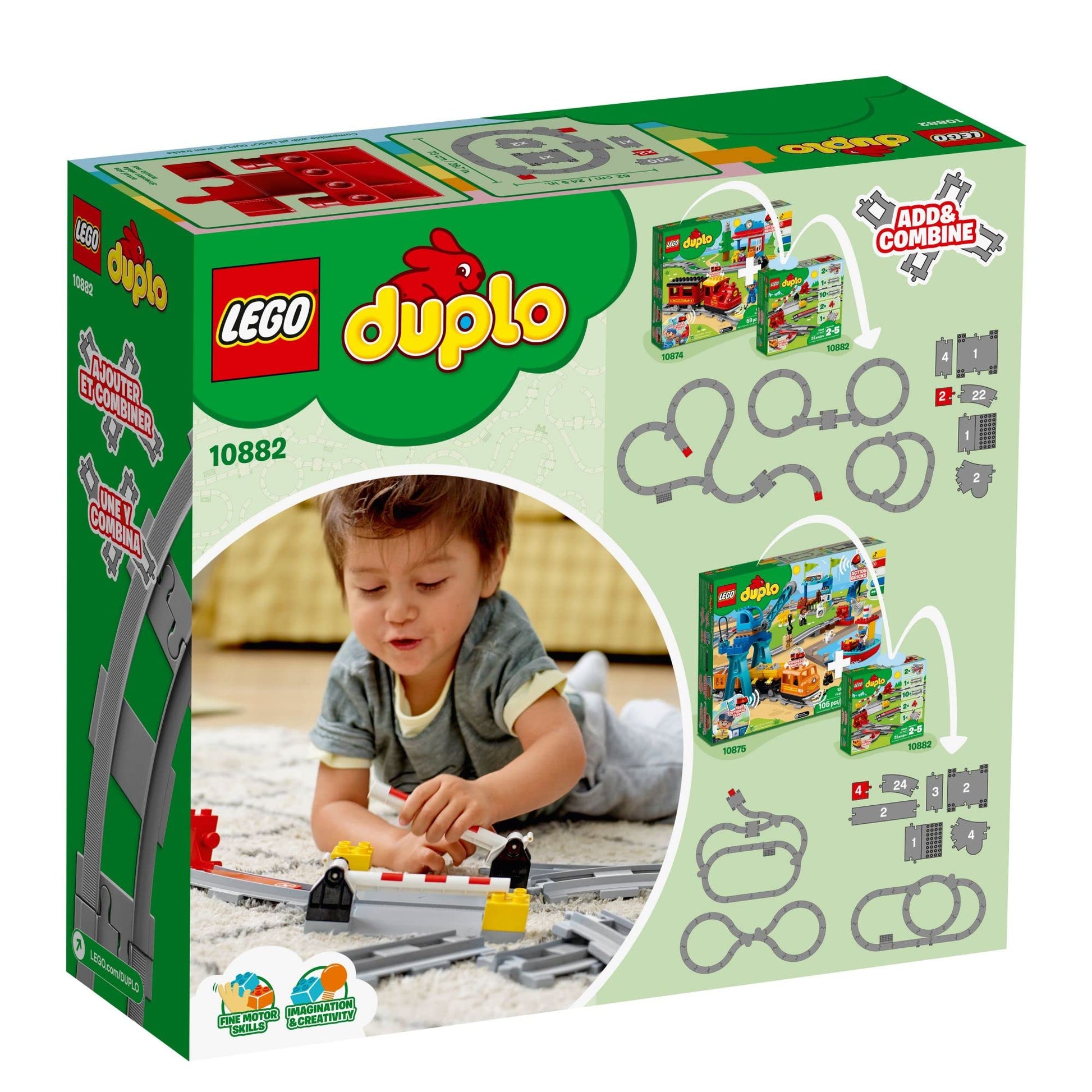 LEGO DUPLO Town Train Tracks Expansion Set 10882 - Building Block Railway Toys for Toddlers, Duplo Train Collection, Learning Through Play