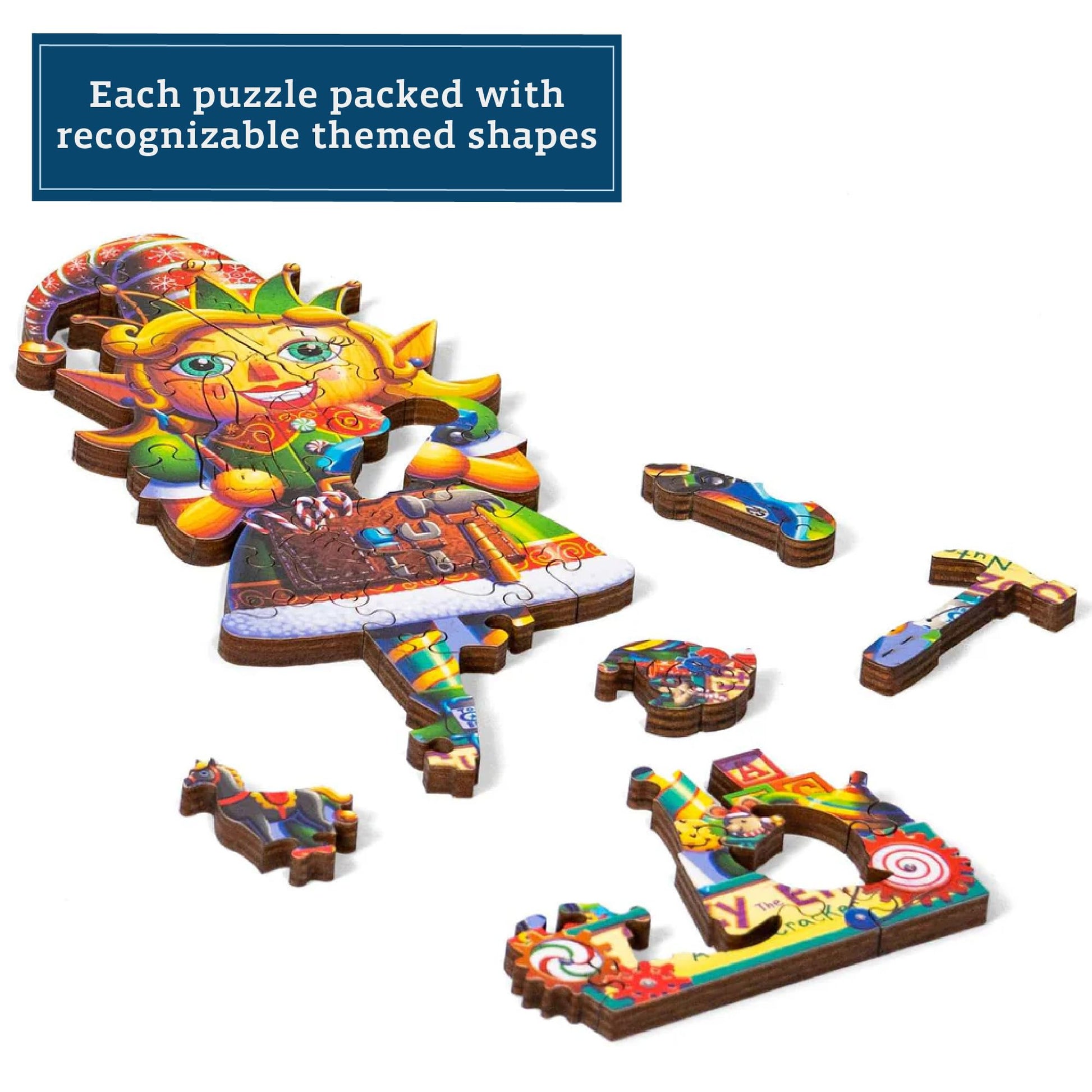 Boardwalk Puzzles Luxury Wood Puzzle - Suzy The Elf Fun Size, 32 Pieces, Wooden Puzzle Activity for Adults, 8"x3"