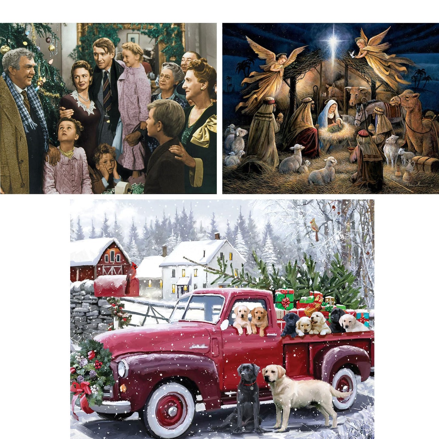 Bits and Pieces - Value Set of 3 Jigsaw Puzzles for Seniors - Each Puzzle Measures 15" x 19" - Large Lettered Pieces Christmas Jigsaws by Various