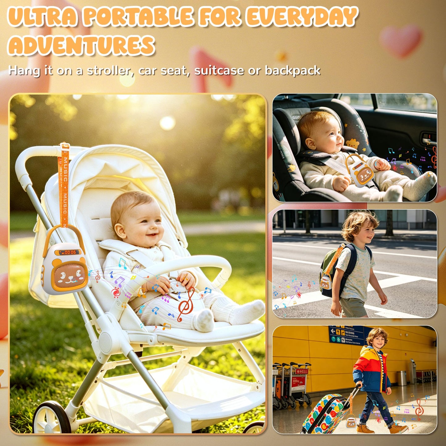 FUTESI Portable Kids Music Player for Toddlers, Preloaded Stories Music Lullabies & White Noise, Mini Toddler MP3 Player with Bluetooth Speaker