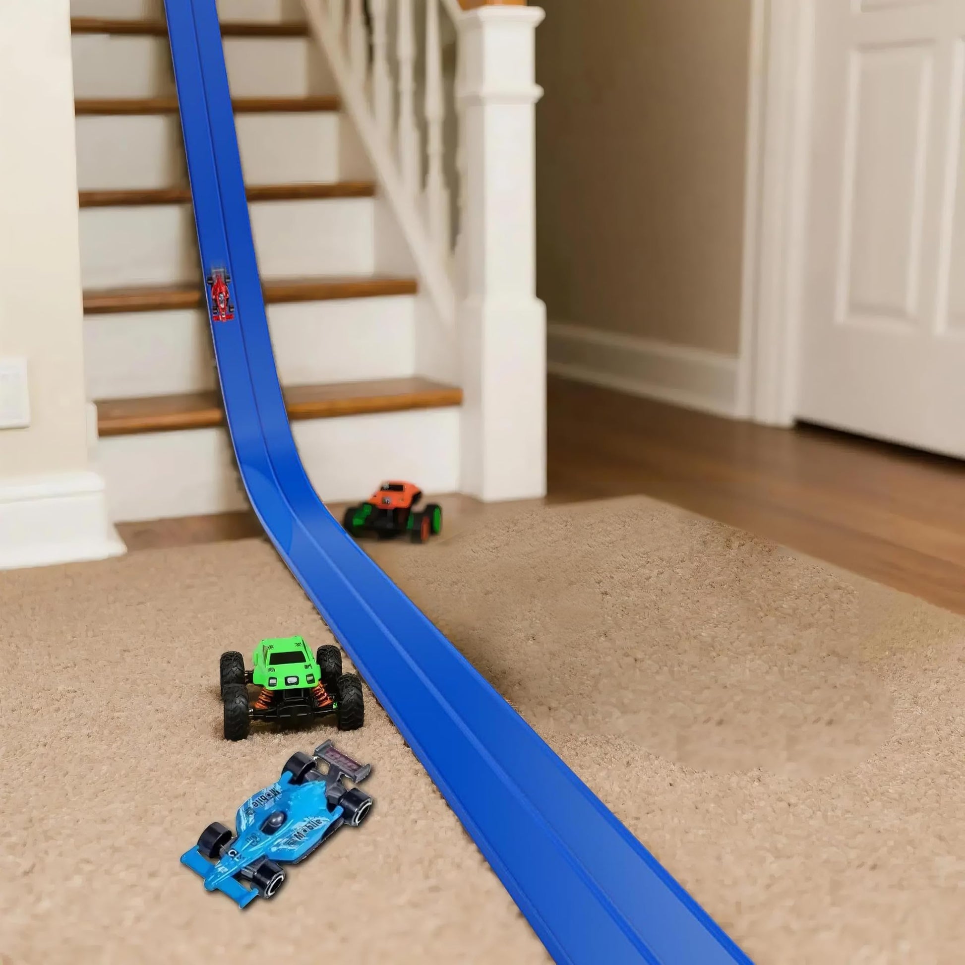 JCHENBH 15 Ft Flexible Race Car Track Compatible with Diecast 1/64th Cars,with 8 Small Racecars and 8 Suction Cups?The Construction of This Classic