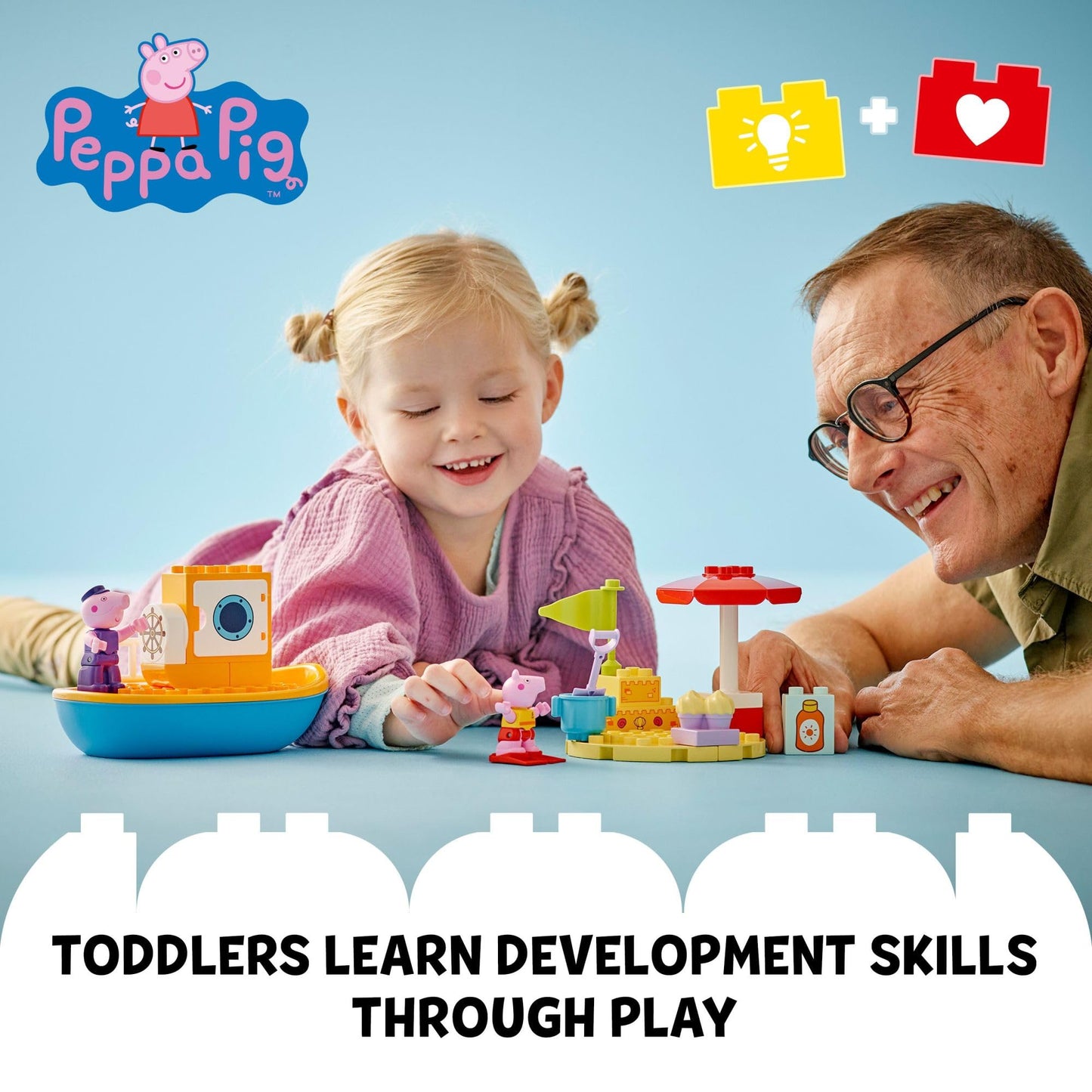 LEGO DUPLO Peppa Pig Boat Trip Bath Toy, Building Block Learning Set for Preschool Kids with 2 Peppa Pig Figures Included, Water Toy Gift Idea
