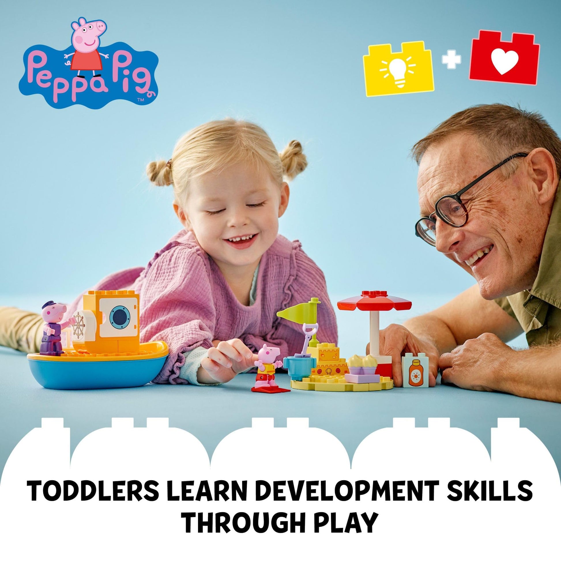 LEGO DUPLO Peppa Pig Boat Trip Bath Toy, Building Block Learning Set for Preschool Kids with 2 Peppa Pig Figures Included, Water Toy Gift Idea