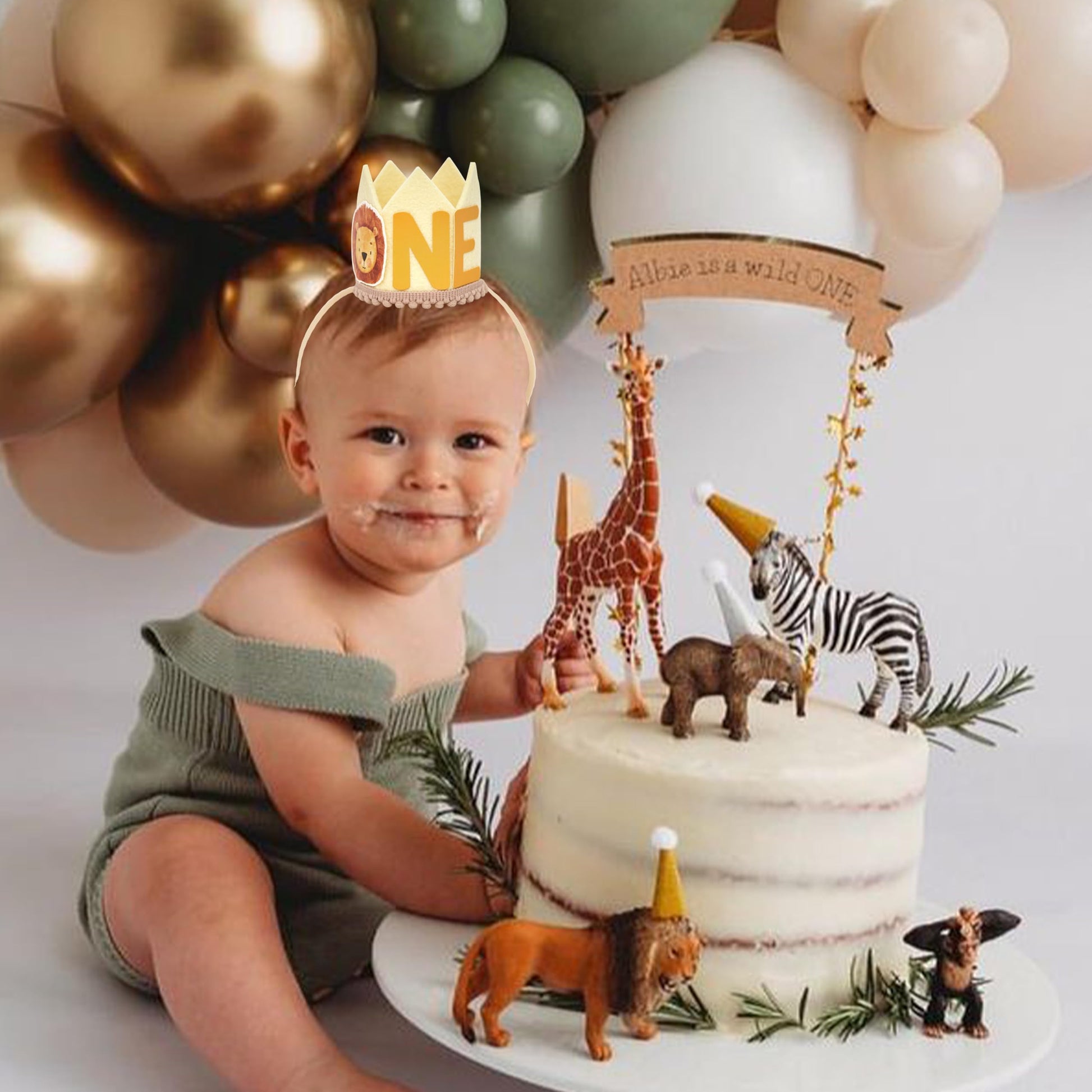 QIANGDAGSI Lion Theme 1st Birthday Crown