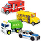 JOYIN 4 Pcs 7" Long Vehicle Toy Set, Toddlers Cars with Lights and Siren Sound, Including Play Police Car, School Bus, Garbage Truck, Ambulance