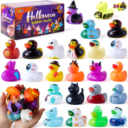 JOYIN 24 PCS Halloween Rubber Ducks, Halloween Ducks Toys for Trick or Treating Goodie Bag Fillers, Bathtub Toys Duckies for Halloween Party Favors