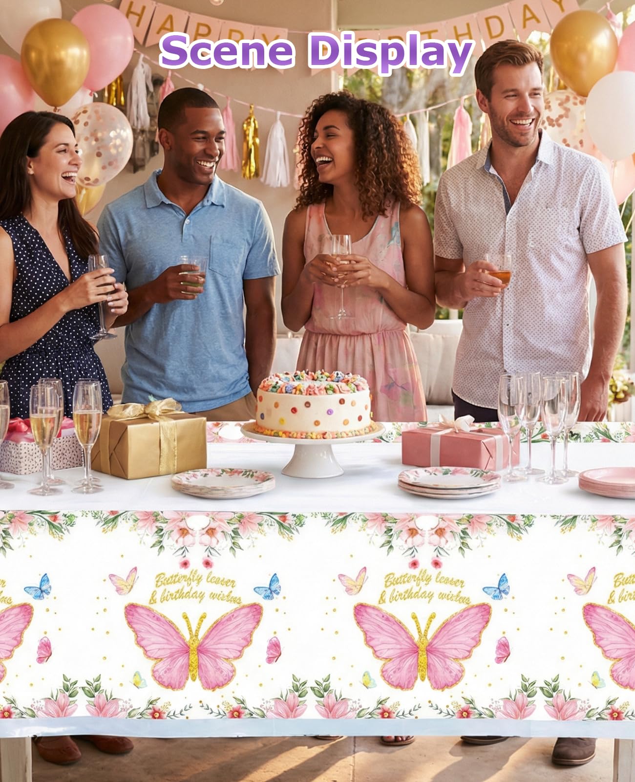 DAWZMR 6PCS Butterfly Tablecloth, Butterfly Birthday Party Decorations, Disposable Plastic Table Covers Supplies, 70.8 X 42.5 Inche