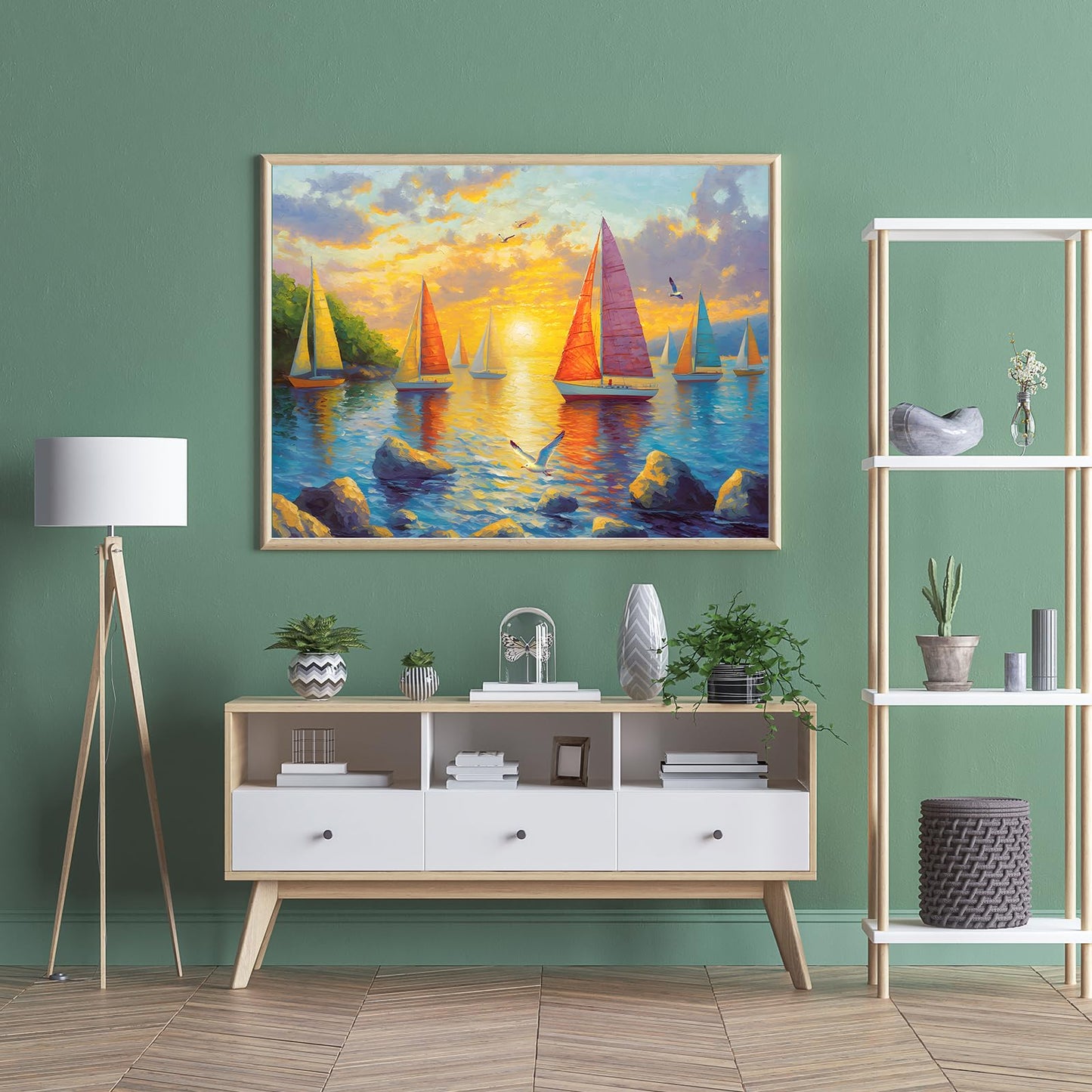 Puzzles for Adults 1000 Pieces, Ocean Sunset Sailing Jigsaw Puzzles 1000 Pieces - Sails Aglow, Summer Decor Impossible Puzzle, Finished Size 27.56 *