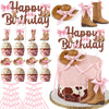 26 PCS Cowgirl Bows Cake Decorations Hat and Boot Cake Toppers for Western Theme Birthday Baby Shower Cowgirl Party Supplies (Classic)