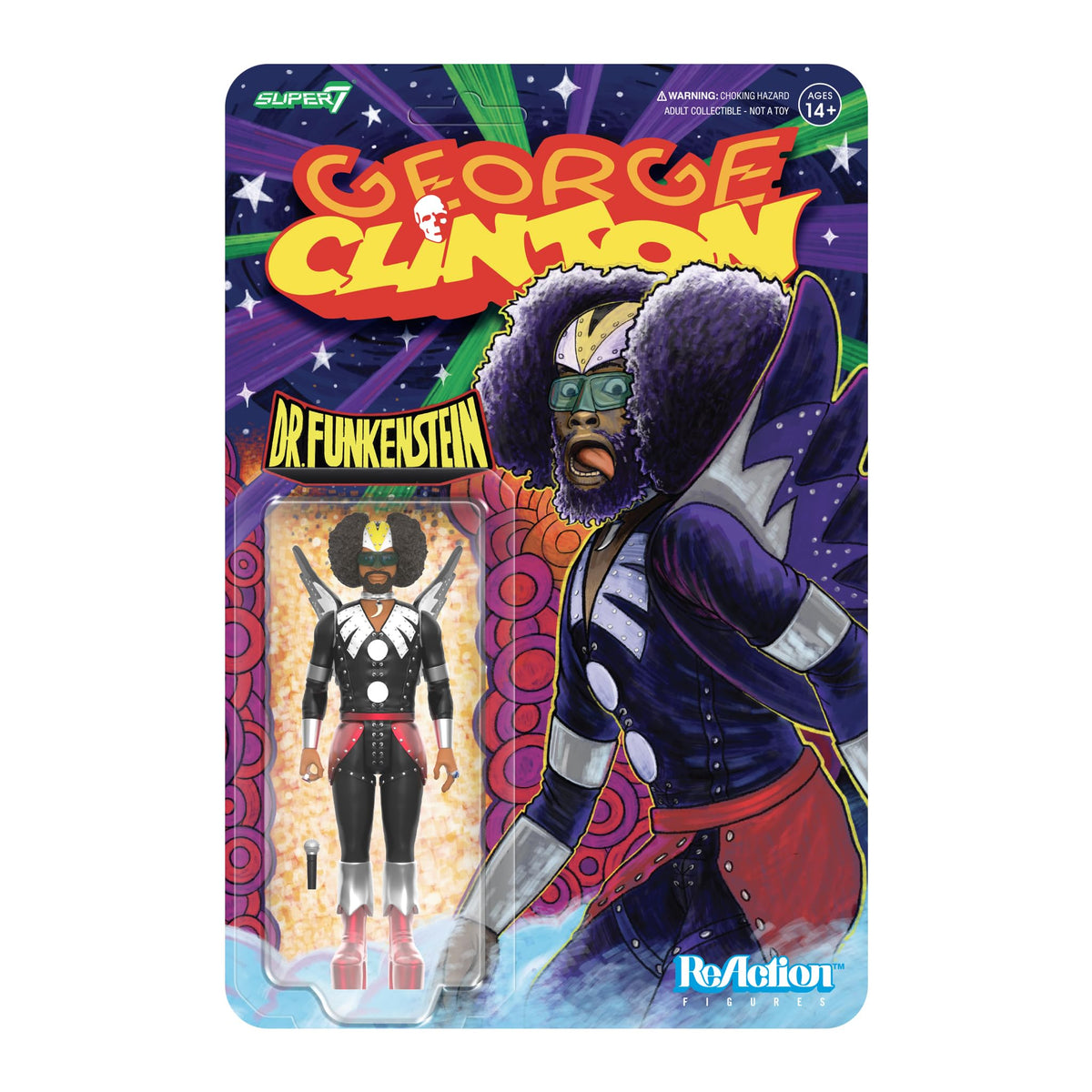Super7 Reaction Figure George Clinton Dr. Funkenstein - 3.75" George Clinton Action Figure with Accessory - Classic Music Collectibles and Retro Toys