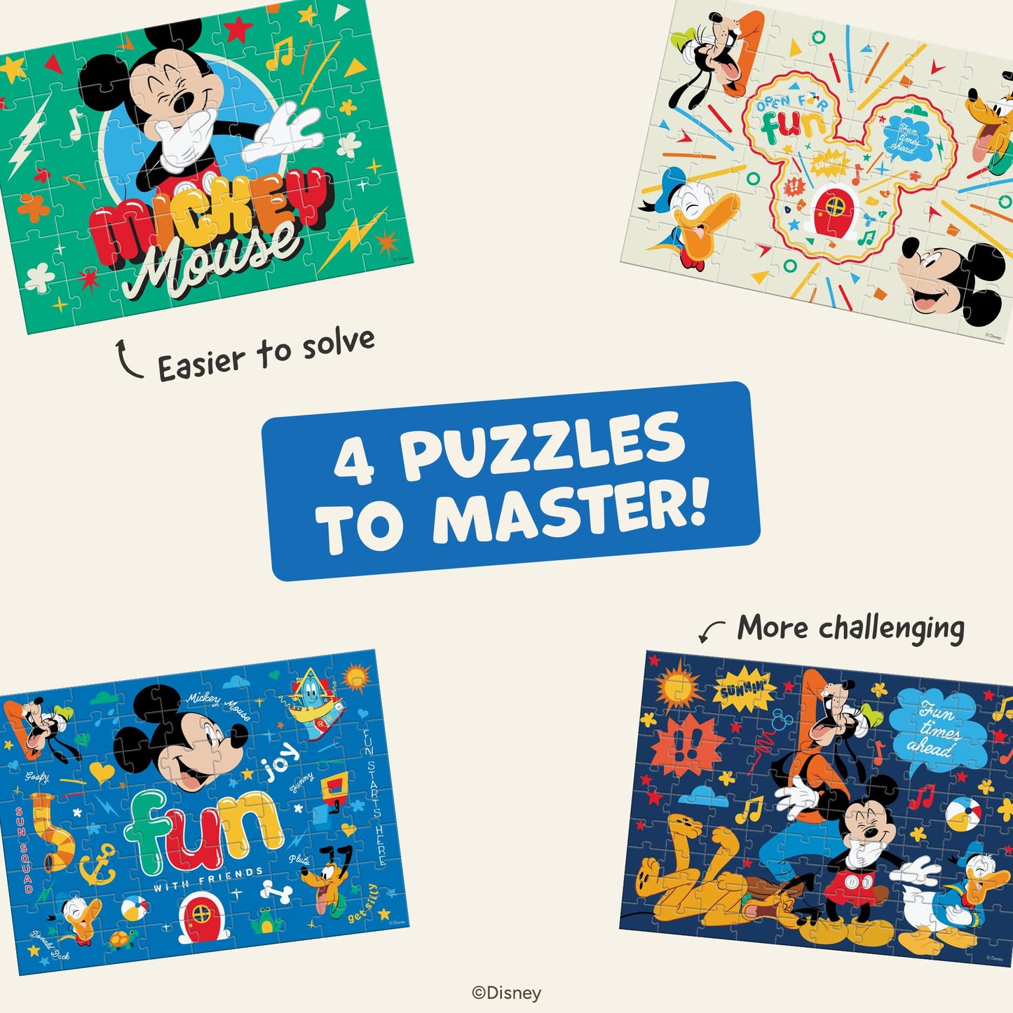 Disney Mickey Mouse 4 Pack Multipack Jigsaw Puzzlesor Kids Ages 3-6+