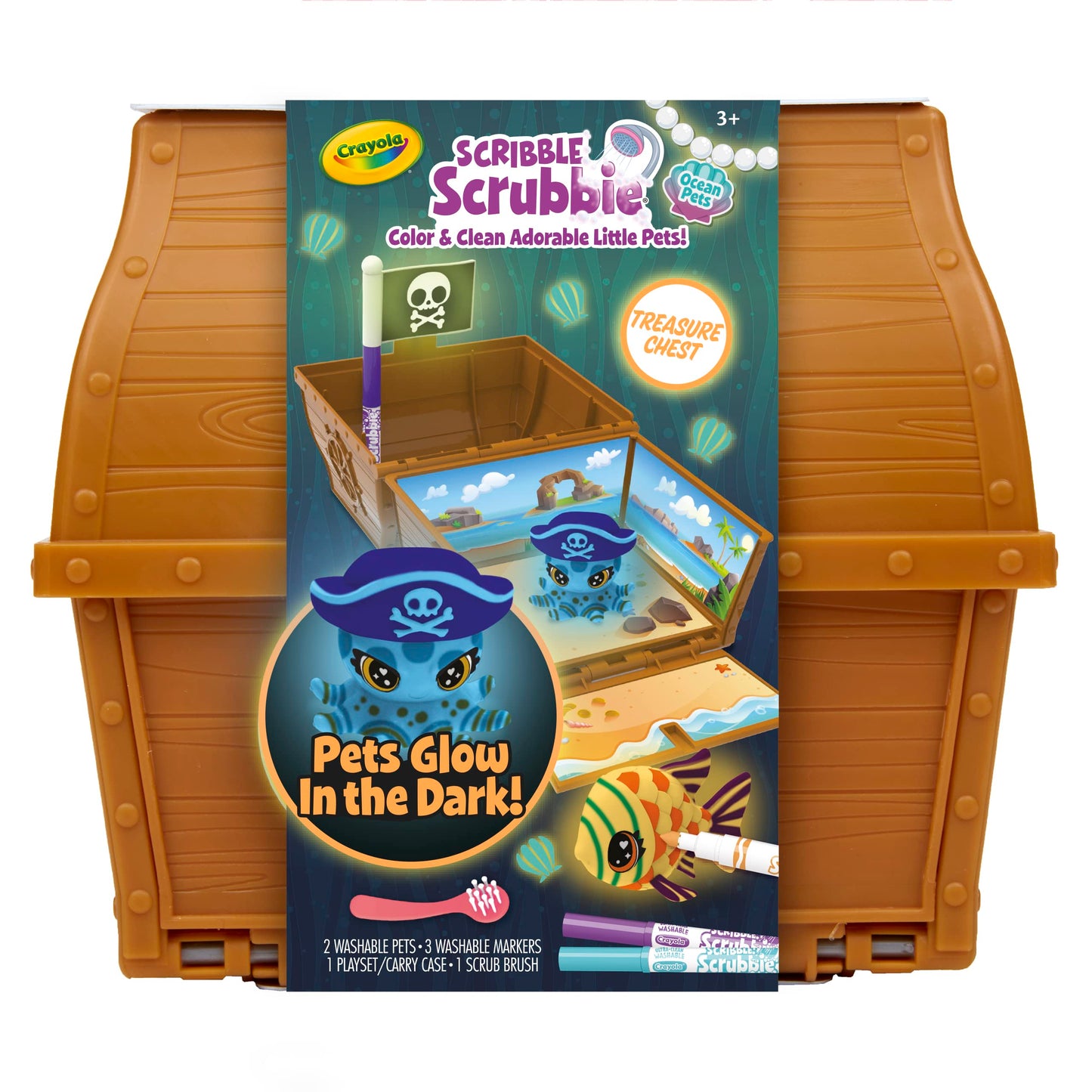 Crayola Scribble Scrubbie Pets Glow Ocean Playset, Toys for Boys & Girls, Gifts for Kids, Ages 3, 4, 5, 6