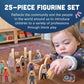 Constructive Playthings Wooden Community Helpers 25-Piece Wood Block Play Figurine Set, Freestanding Inclusive and Diverse Wood Toy Figures for Kids