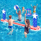 Aotiooy 4th of July Pool Toys Games Set, 2 in 1 Inflatable Volleyball Net & Basketball Hoop, Large Water Floating Volleyball Toy Summer Party for Kids