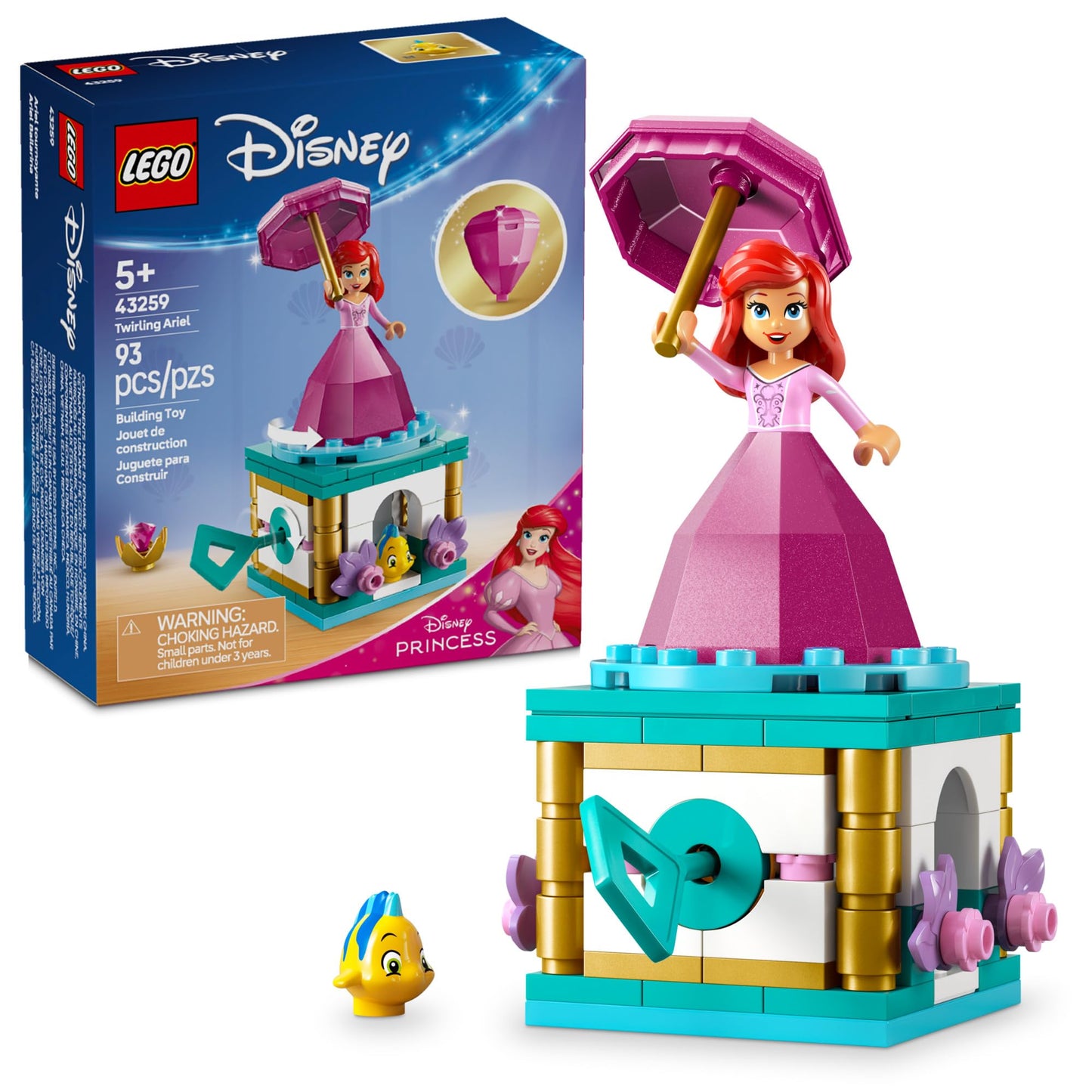 LEGO Disney Princess Twirling Ariel Toy - Building Set for Kids, Girls and Boys, Ages 5+ - Little Mermaid Toy for Fans of Movie - Ariel Doll Gift Idea