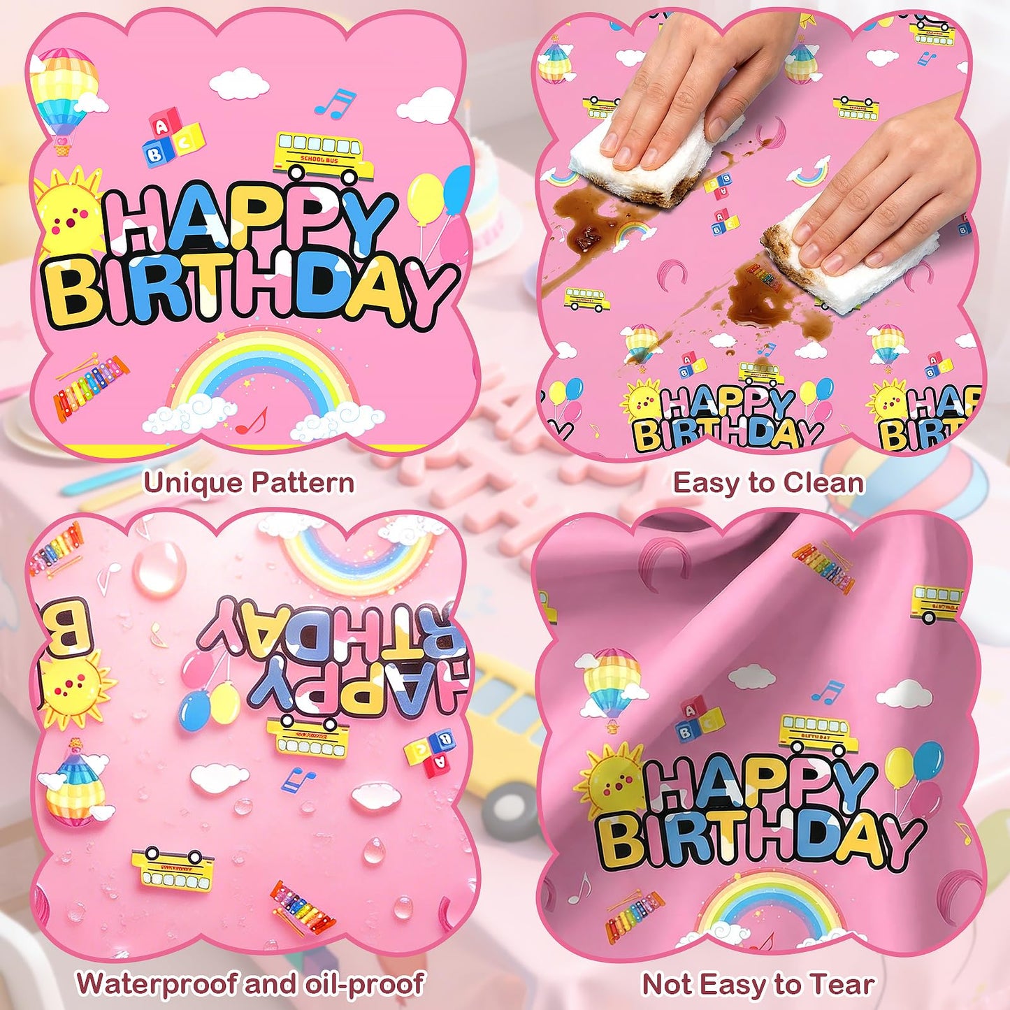 Fufuddz 3 pcs Rachell English Teacher Birthday Tablecloth, Cartoon Teacher Plastic Tablecloths, 54inch x 108inch Party Tablecovers for Fans Girls Boys