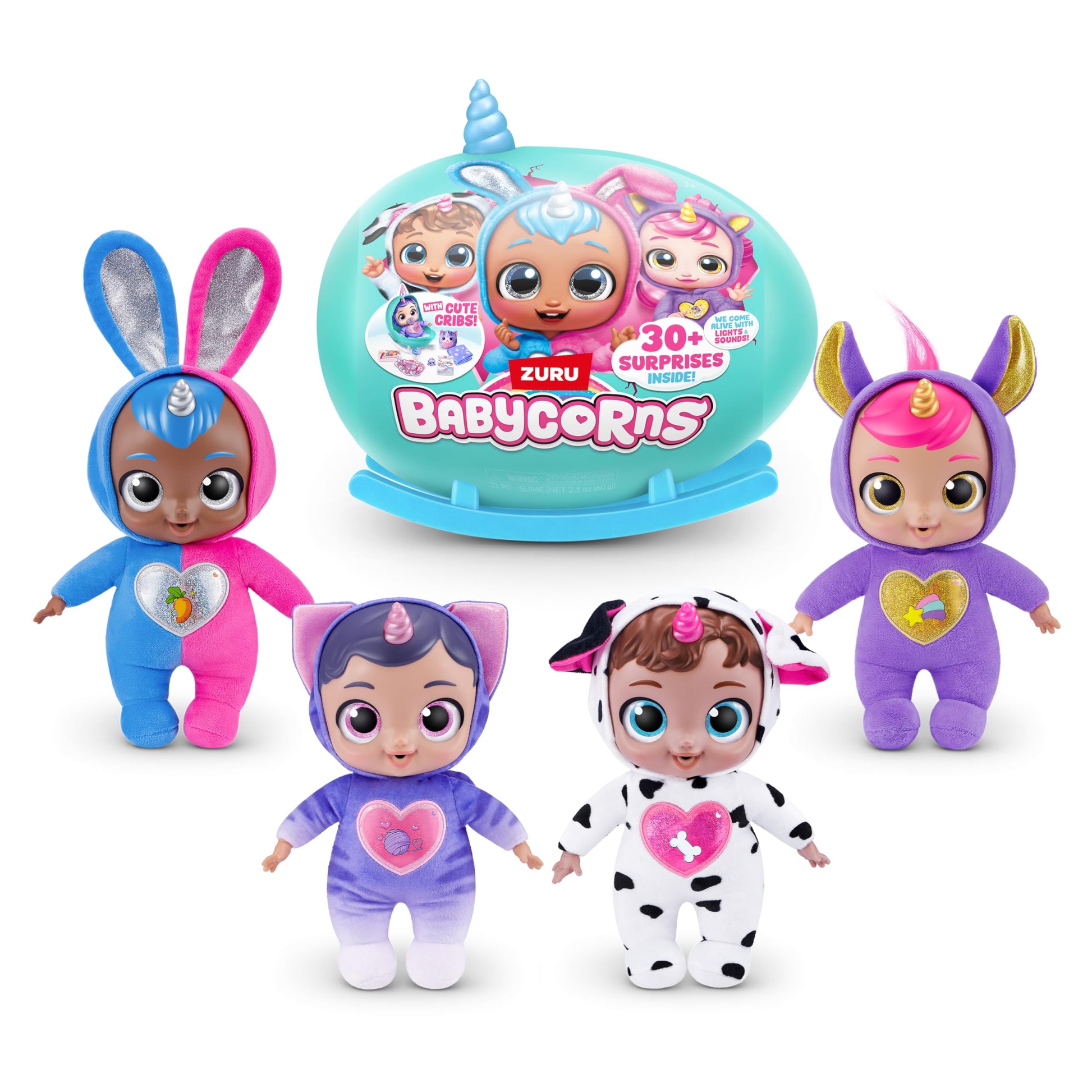 Babycorns Interactive Baby Doll Series 1 Large (Bunny) by ZURU with Lights and Sounds, Magical Babydolls, Surprise, Unboxing, Girls, Dolls, Story