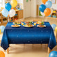 4 Pack Starry Night Tablecloth Set - 86' x 51' Rectangle Plastic Tablecloth Space Theme Table Cover - Galaxy Stars Birthday Party Supplies