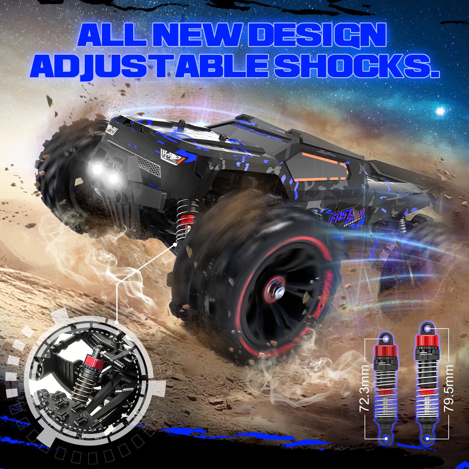 1:14 Scale RC Cars for Adults, 60KPH High Speed RC Truggy, 4X4 Off-Road Remote Control Truck, Waterproof Electric Car with 2S Battery, All Terrain RC