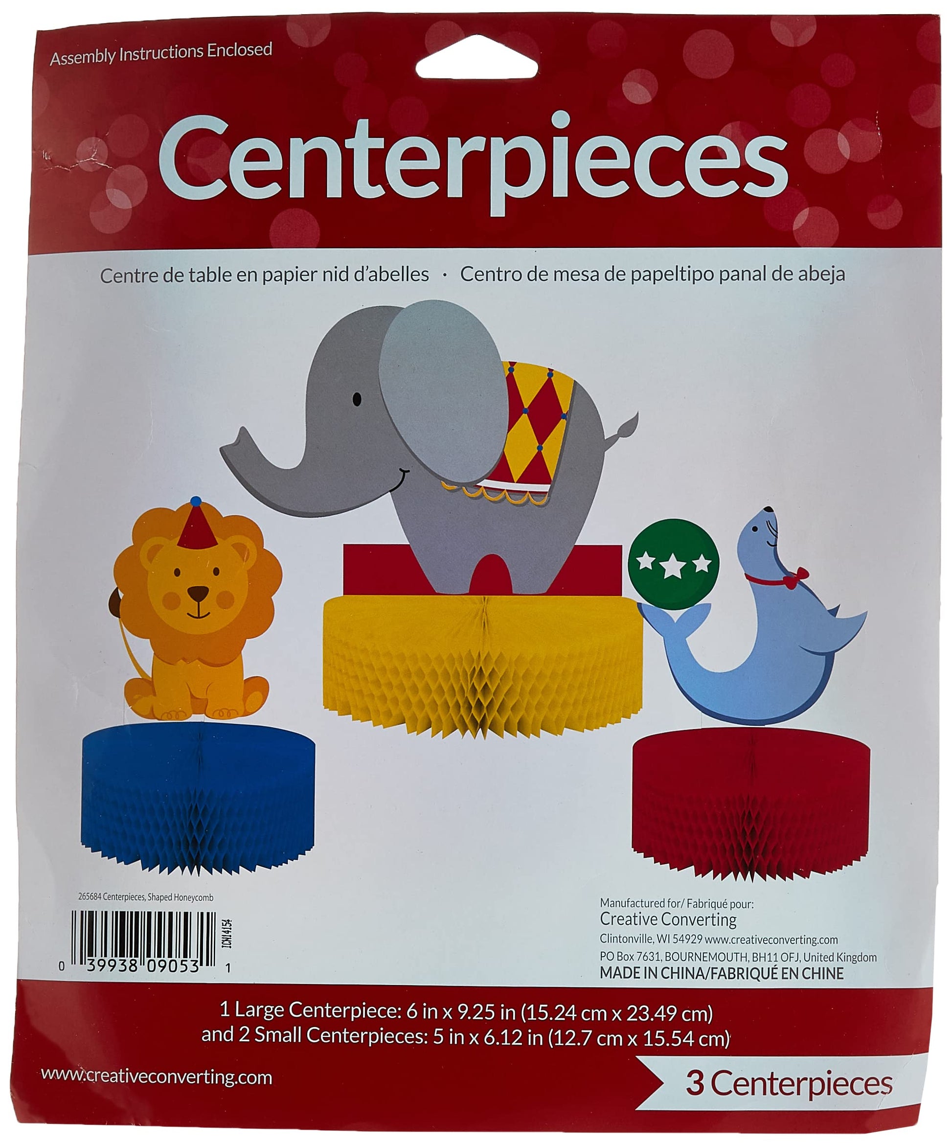 3-Piece Honeycomb Centerpiece Set, Circus Time