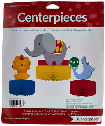 3-Piece Honeycomb Centerpiece Set, Circus Time