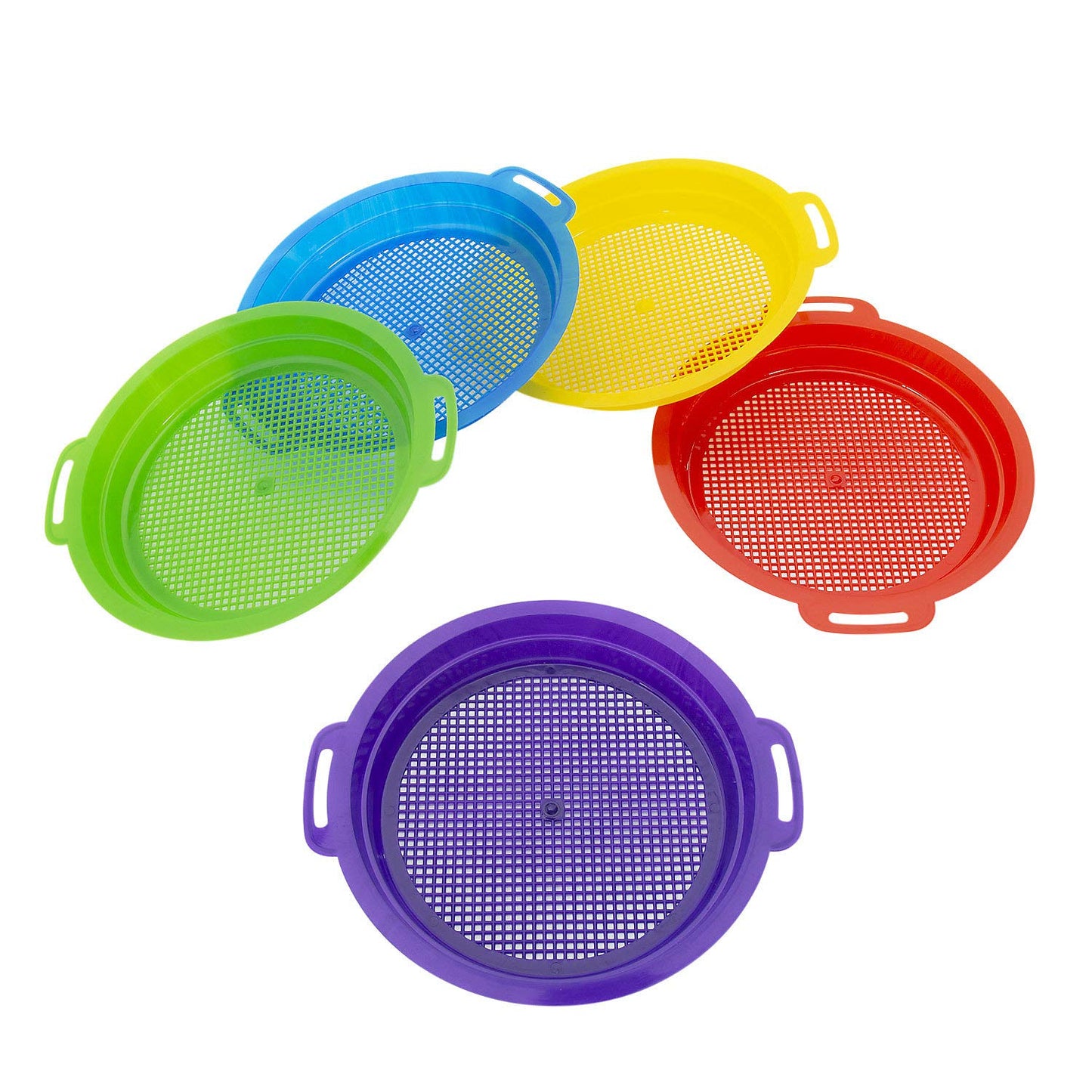 Fun Express 5-Piece Sand Sieve Sifter Set - Colorful Beach Toy Set Kids Outdoor Play & Sand Fun - Perfect Beach Days Receptions & Special Occasions