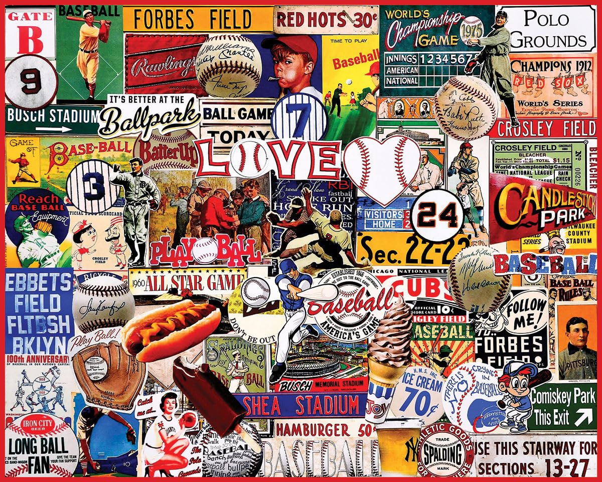 White Mountain 1000 Piece Jigsaw Puzzle Nostalgic Sports, I Love Baseball