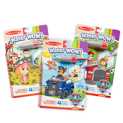 Melissa & Doug Water Wow! Paw Patrol Mess Free Coloring Book, Reusable Water-Reveal Activity Pad, 3-Pack, Skye, Chase, Marshall, Travel Toys, Party