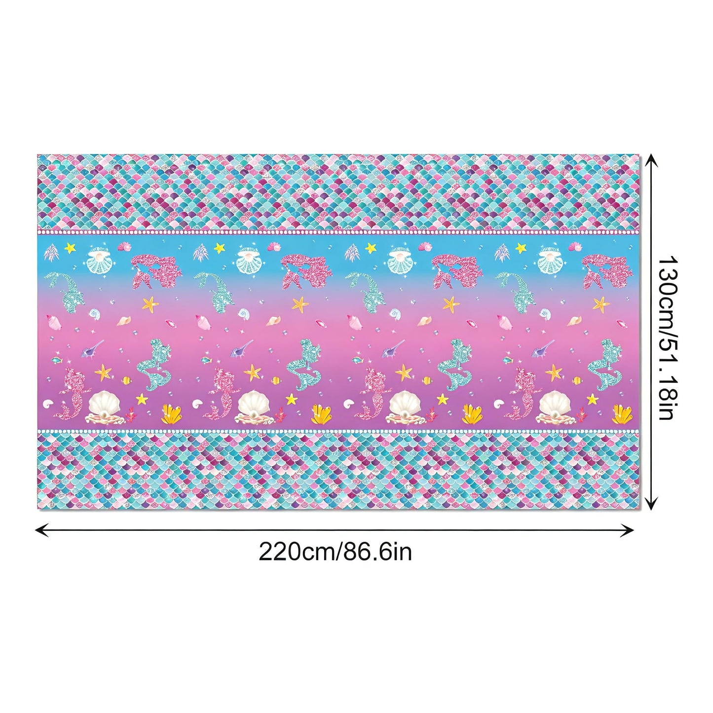 Partystadl 2 Pcs Mermaid Tablecloth, Under the Sea Table Cloth Disposable Rectangular Plastic Table Cover for Kids Girls Summer Mermaid Themed