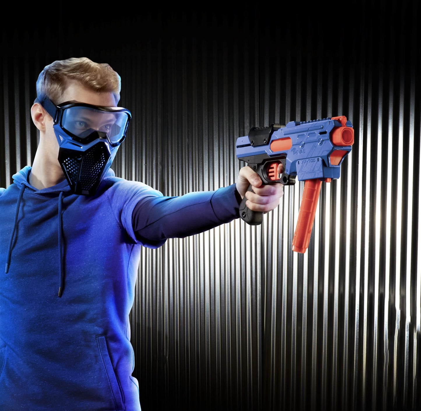 Nerf Rival Finisher XX-700 Blaster - Quick-Load Magazine, Spring Action, Includes 7 Official Rival Rounds - Team Blue