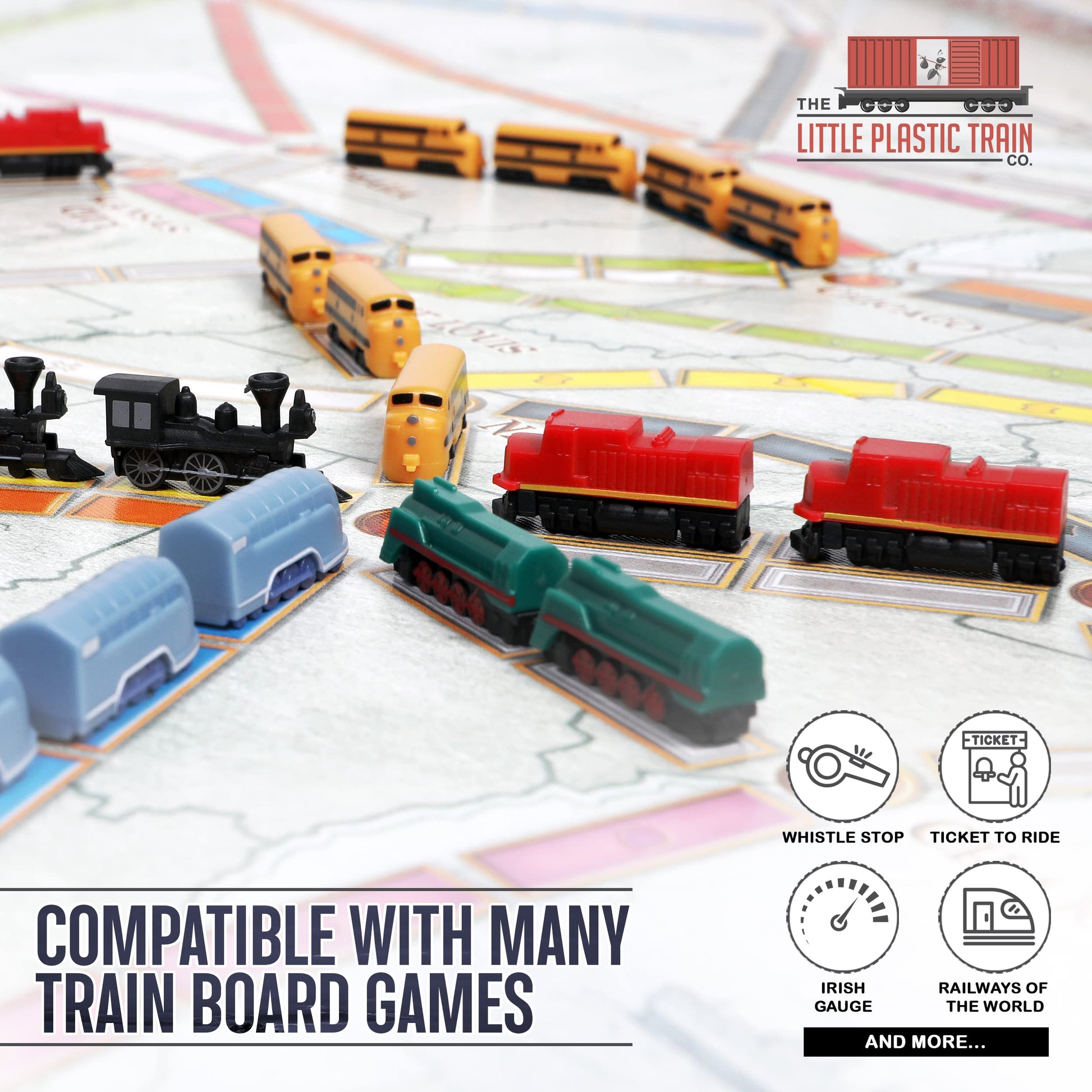 Midnight Express Deluxe Board Game Train Set | Player Pieces for Ticket to Ride and Other Adult, Family, and Kids Train Board Games | Upgraded