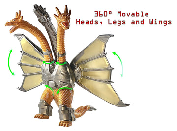 TwCare Godzilla vs. Mecha King Ghidorah, 2021 Movie Series Movable Joints King of The Monsters Action Figures Birthday Kid Gift, Carry Bag