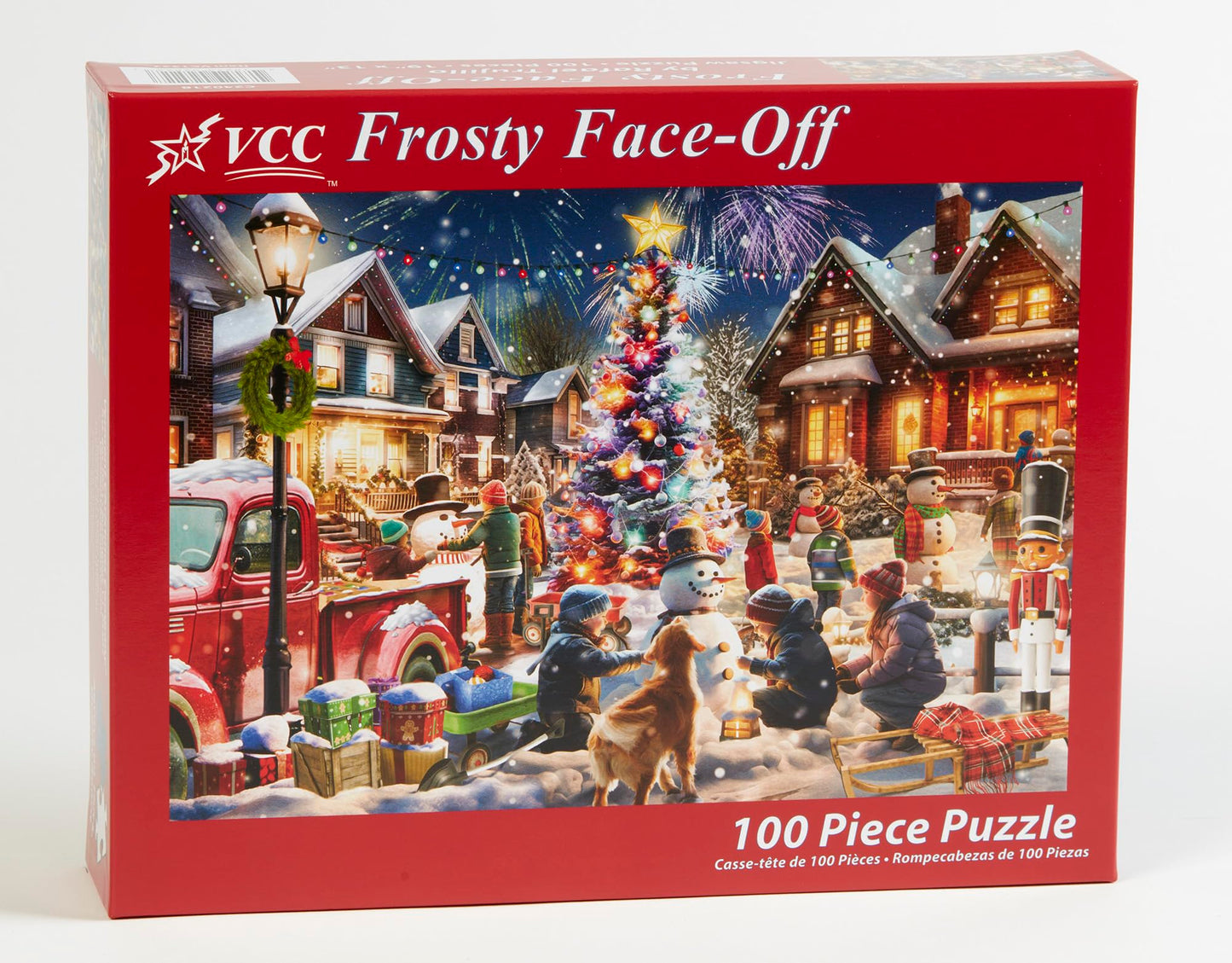 Vermont Christmas Company - Frosty Face-Off 100 Piece Jigsaw Puzzle - Large Interlocking Pieces Perfect for Kids & Adults Alike - 19" x 13"