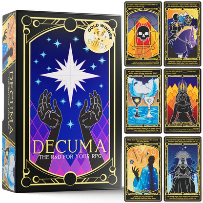Decuma: the R&D for your RPG, a World Building Card Game for a DnD Campaign or TTRPG Adventure in any Tabletop Roleplaying System and a RPG Story