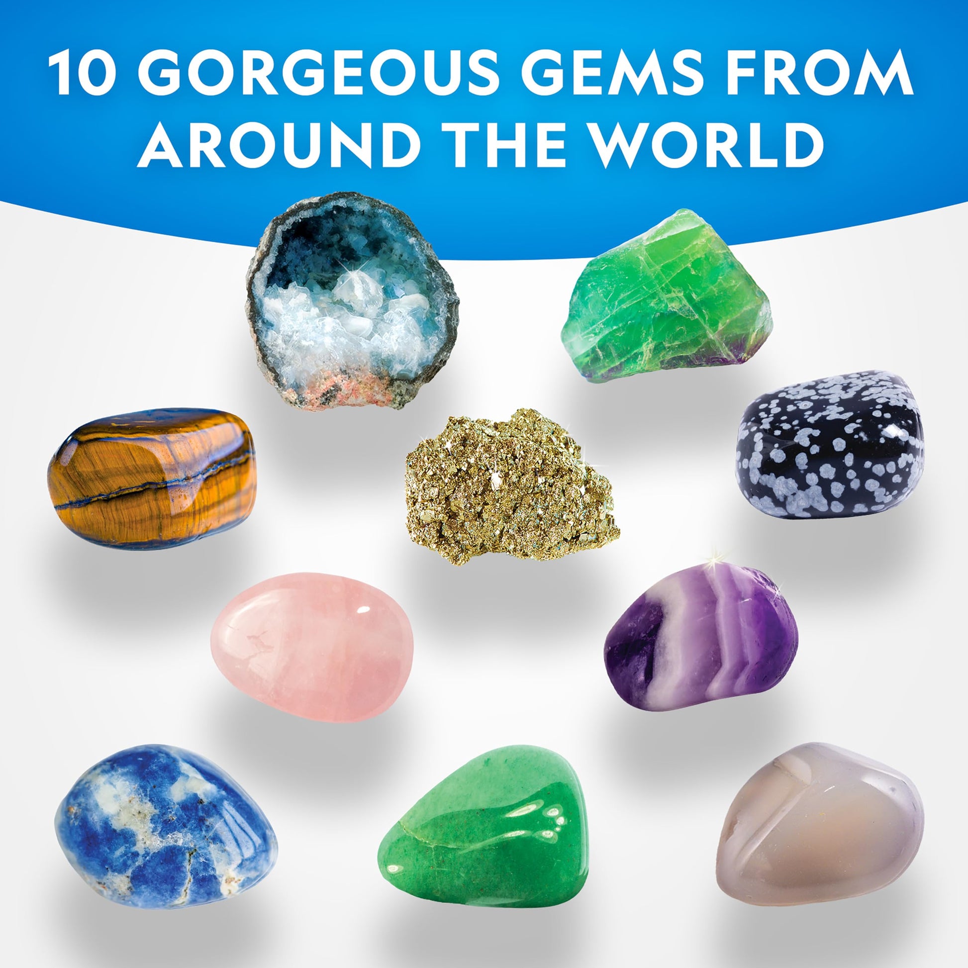 National Geographic Gemstone Dig Kit with 10 Real Gemstones for Kids