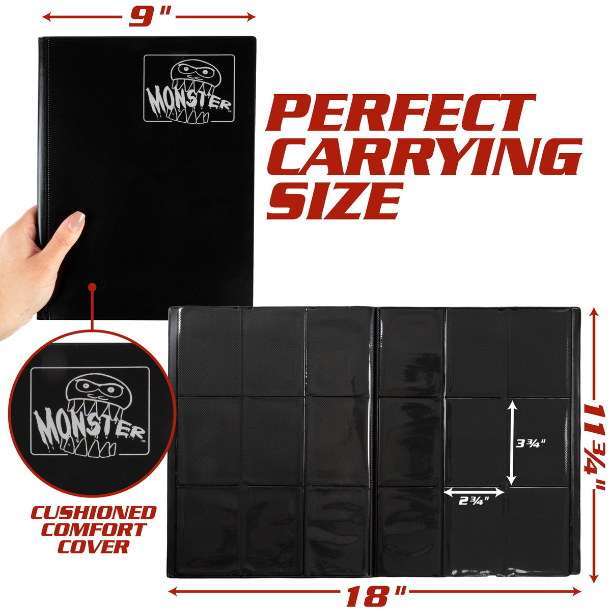 Monster Protectors 9-Pocket Trading Card Album, Matte Sunflower Orange, Holds 360 Cards, Works with YuGiOh, Pokemon, Magic The Gathering, Durable