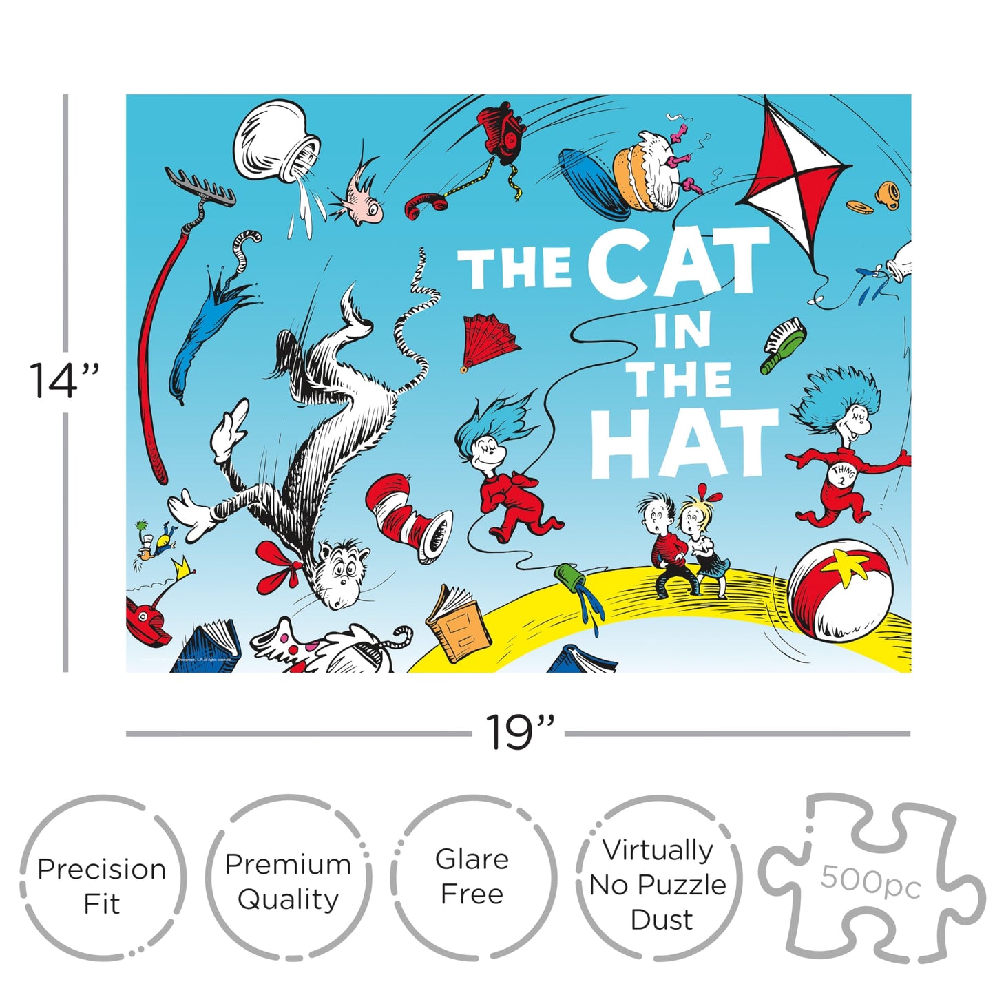 AQUARIUS Cat in The Hat Cartoon 500 Piece Jigsaw Puzzle
