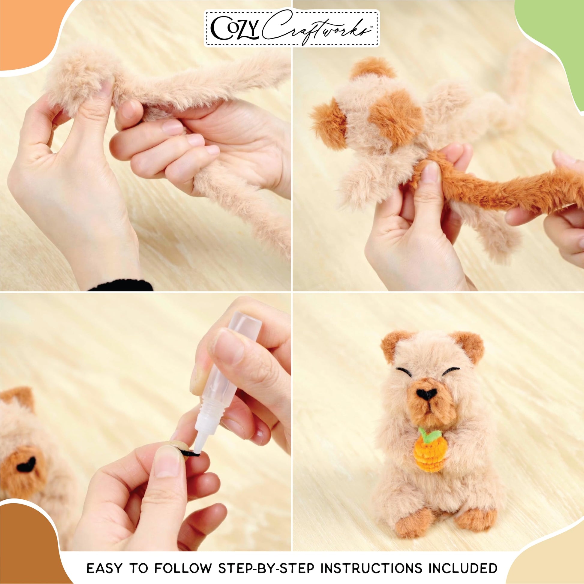 WeVeel Cozy Craftworks Chenille Stem Craft Kit for Adults - Capybara and Llama - Relaxing DIY Arts & Crafts Kit with All Supplies