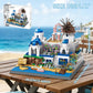 GHQYTPR Santorini Building Block Set 1372 Pcs Greece Aegean Sea Architecture Model Kit for Adults & Teens Romantic Island Skyline Construction Project