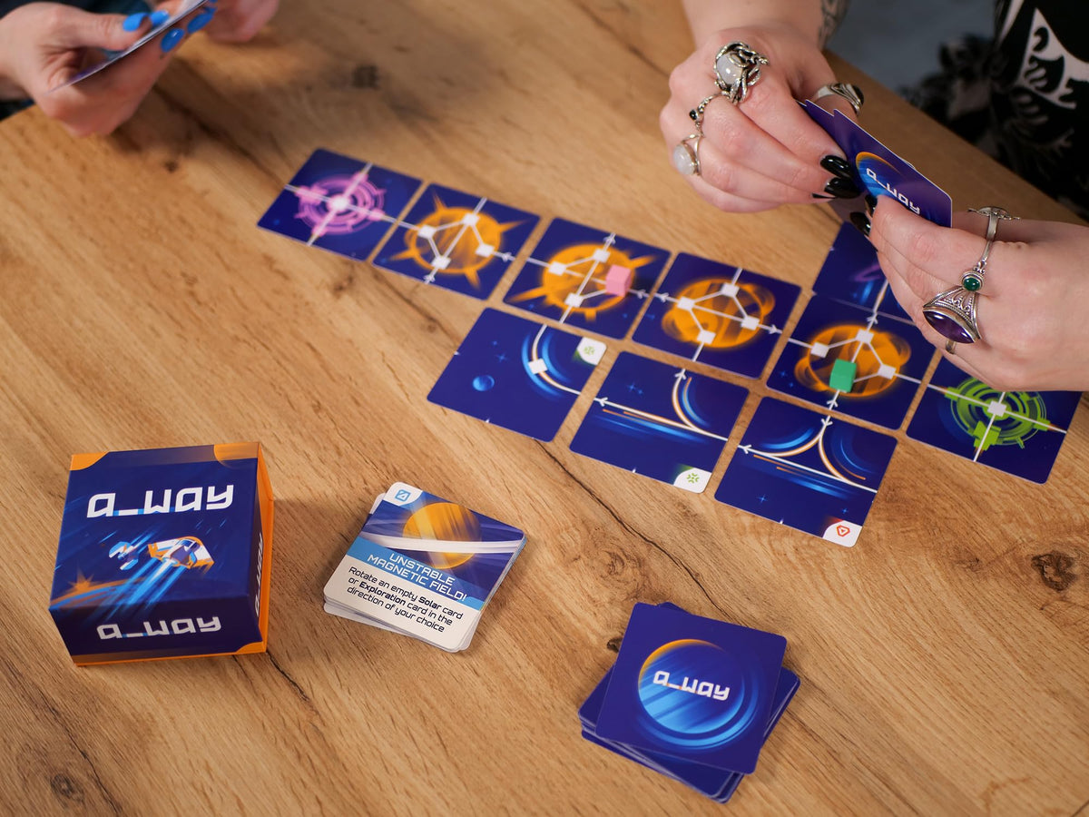 a_way, Space Race Strategy Card Travel Game, 2 to 4 Players, Ages 10+