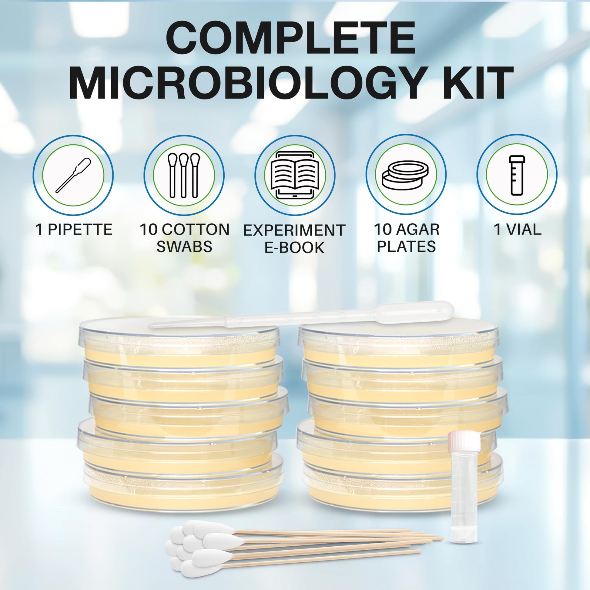 Evviva Sciences Microbiology Science Project Kit, Pre-Poured Agar Plates for Students, Agar Petri Dishes to Learn Microbiology, with Educational