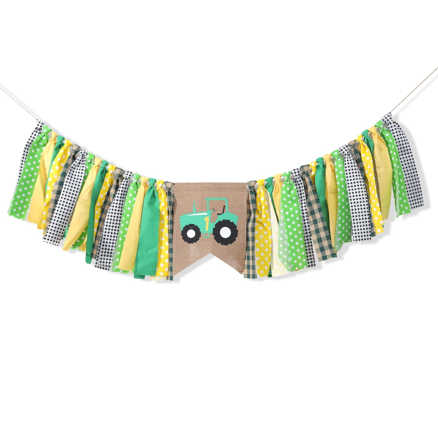 Farm High Chair Banner - Green Tractor 1st Birthday Party Decoration